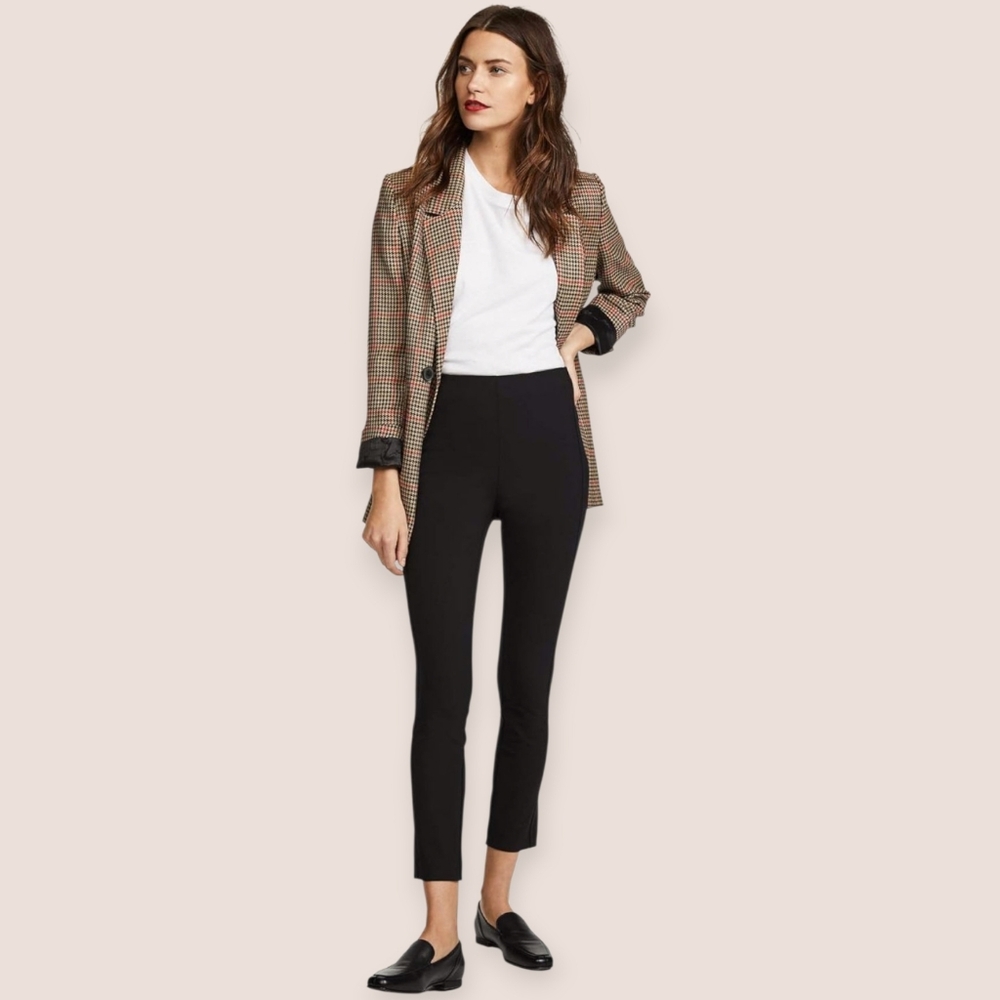 Stradivarius Trouser Crop Leggings Anke Lace Details Size 6 Black